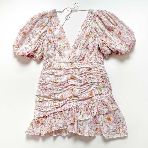 Sau Lee Posey Dress Floral Ruched Size 10 - Picture 6 of 15